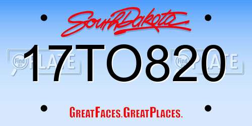 17TO820 South Dakota License Plate