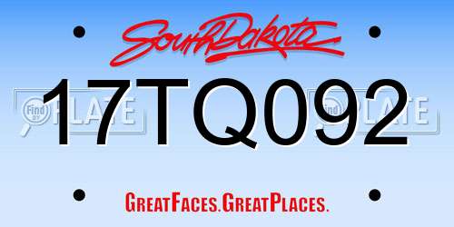 17TQ092 South Dakota License Plate