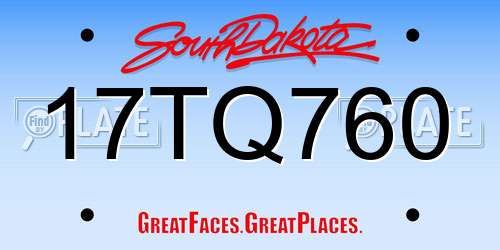 17TQ760 South Dakota License Plate