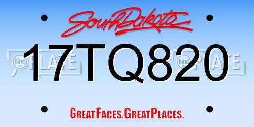 17TQ820 South Dakota License Plate