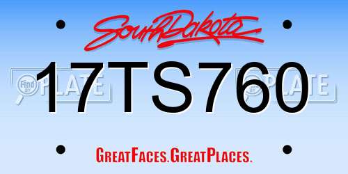 17TS760 South Dakota License Plate