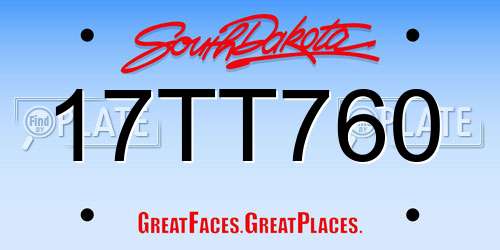 17TT760 South Dakota License Plate