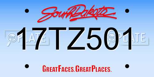 17TZ501 South Dakota License Plate