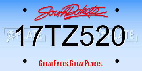 17TZ520 South Dakota License Plate