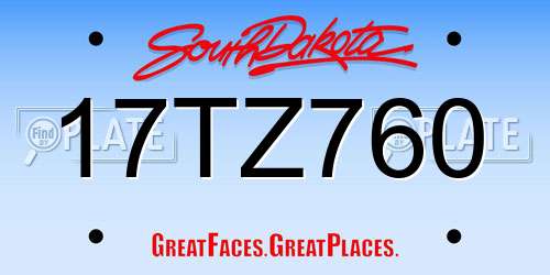 17TZ760 South Dakota License Plate