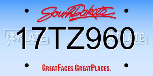 17TZ960 South Dakota License Plate