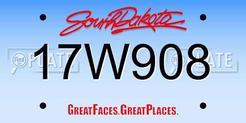 17W908 South Dakota License Plate