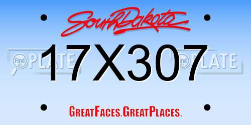 17X307 South Dakota License Plate
