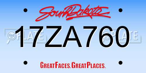17ZA760 South Dakota License Plate