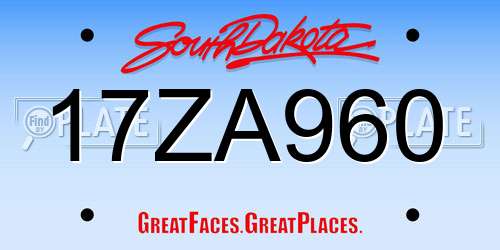 17ZA960 South Dakota License Plate