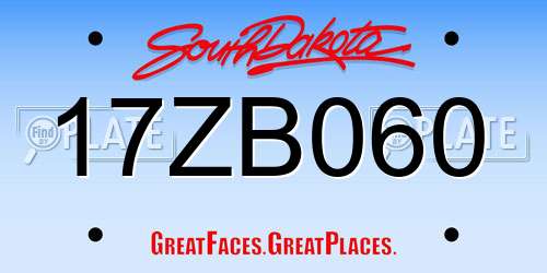 17ZB060 South Dakota License Plate