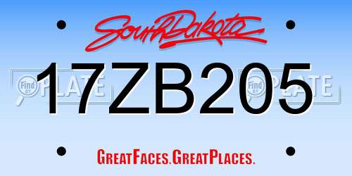 17ZB205 South Dakota License Plate