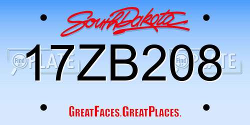 17ZB208 South Dakota License Plate