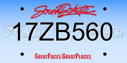 17ZB560 South Dakota License Plate