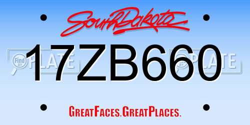 17ZB660 South Dakota License Plate