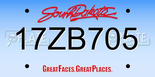 17ZB705 South Dakota License Plate