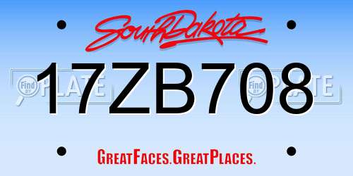 17ZB708 South Dakota License Plate