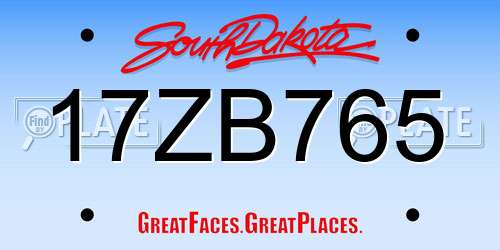 17ZB765 South Dakota License Plate