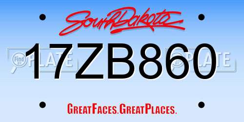 17ZB860 South Dakota License Plate
