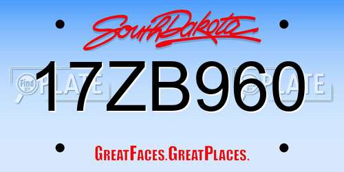 17ZB960 South Dakota License Plate
