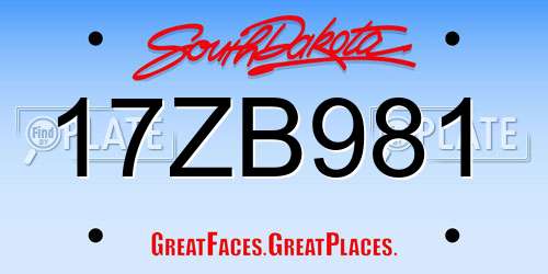 17ZB981 South Dakota License Plate