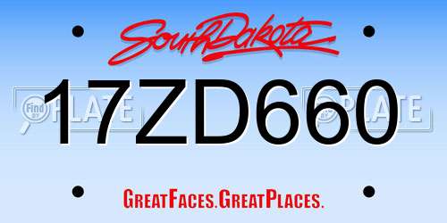 17ZD660 South Dakota License Plate