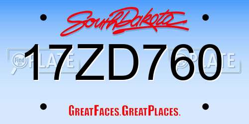 17ZD760 South Dakota License Plate