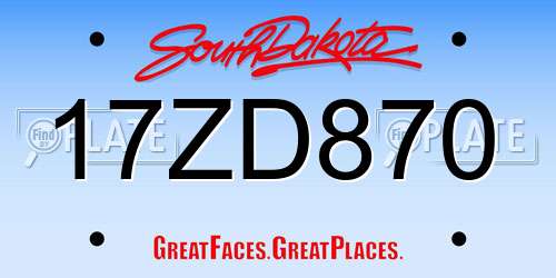 17ZD870 South Dakota License Plate