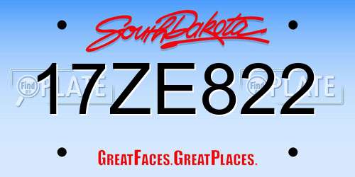 17ZE822 South Dakota License Plate