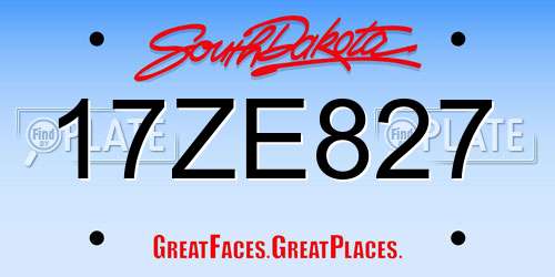 17ZE827 South Dakota License Plate