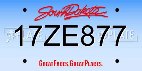 17ZE877 South Dakota License Plate