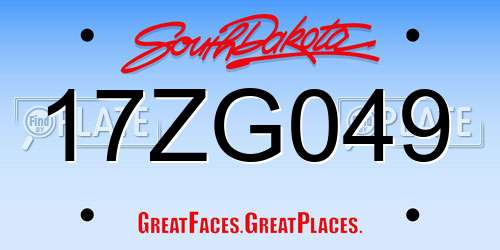 17ZG049 South Dakota License Plate