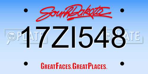17ZI548 South Dakota License Plate