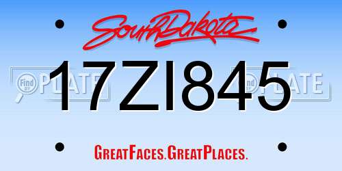 17ZI845 South Dakota License Plate
