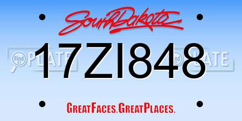 17ZI848 South Dakota License Plate