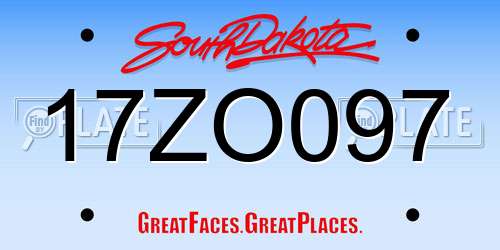 17ZO097 South Dakota License Plate
