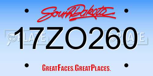 17ZO260 South Dakota License Plate