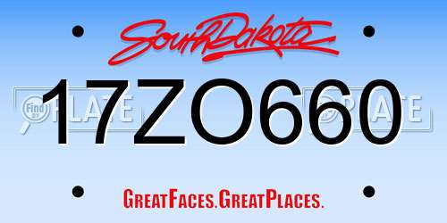 17ZO660 South Dakota License Plate