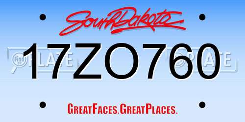 17ZO760 South Dakota License Plate