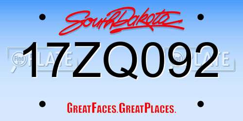 17ZQ092 South Dakota License Plate