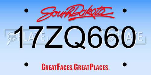 17ZQ660 South Dakota License Plate