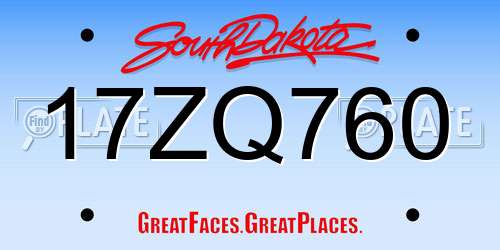 17ZQ760 South Dakota License Plate