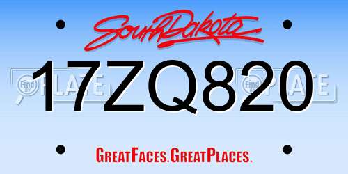 17ZQ820 South Dakota License Plate