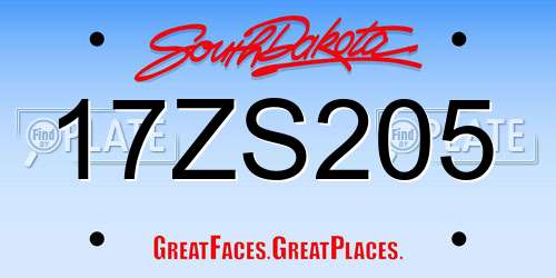 17ZS205 South Dakota License Plate