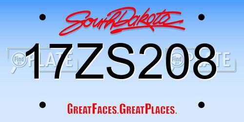 17ZS208 South Dakota License Plate