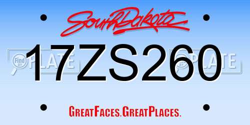 17ZS260 South Dakota License Plate