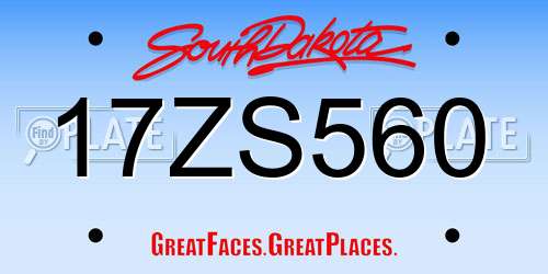 17ZS560 South Dakota License Plate