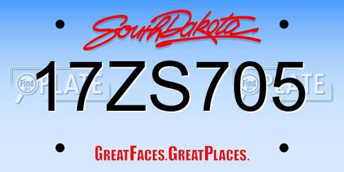 17ZS705 South Dakota License Plate