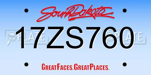 17ZS760 South Dakota License Plate