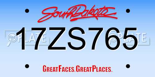 17ZS765 South Dakota License Plate